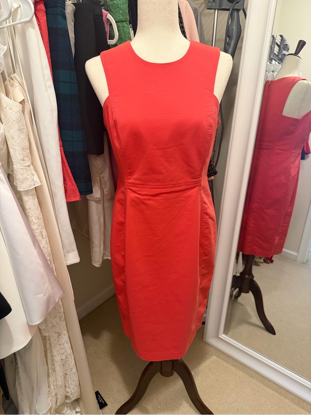 Calvin Klein Coral Sheath Dress with Full-Length Back Zipper Size 6